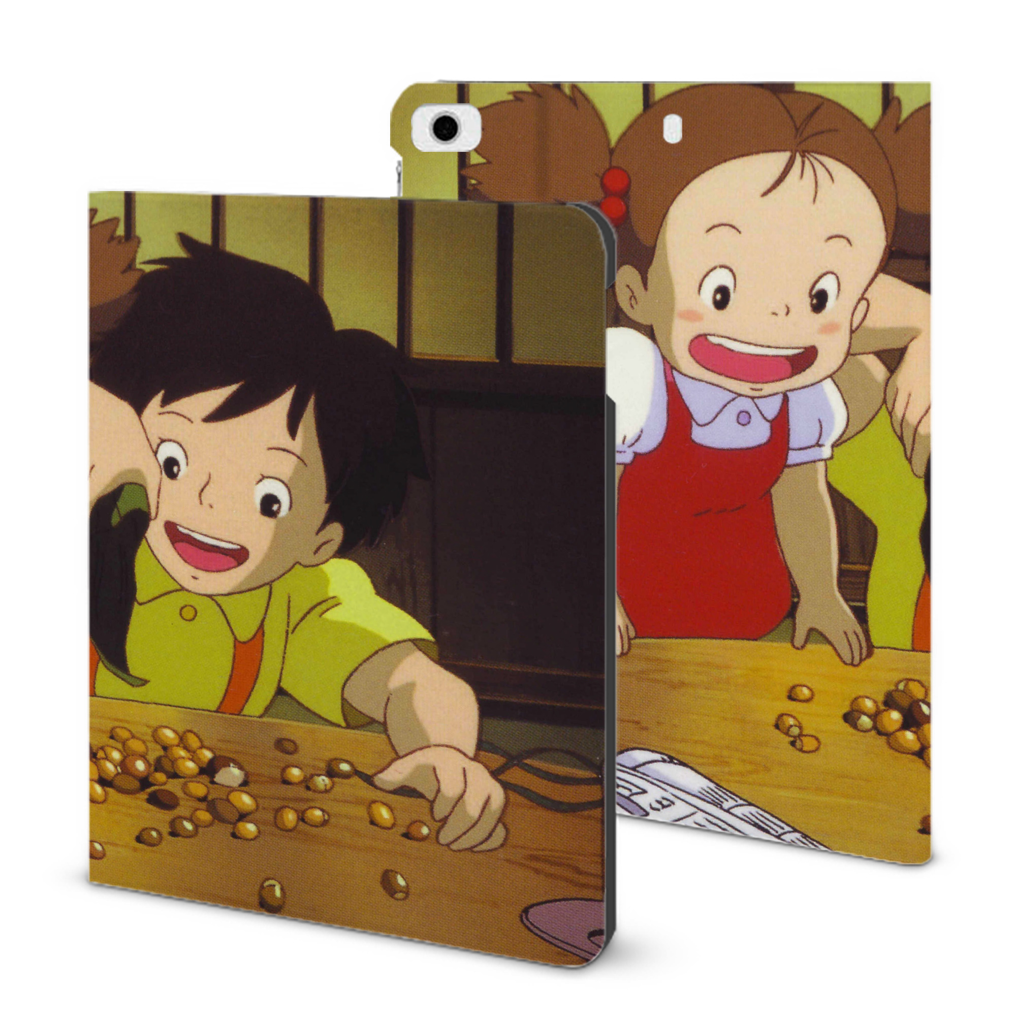 （画像用） となりのトトロ 草壁メイ 草壁サツキ My Neighbor Totoro Satsuki Kusakabe Mei Kusakabe IPad ケース ブック型 PUレザー TPU 耐衝撃 軽量 薄型 ペン収納なし 全面保護 IPad 各モデル対応
